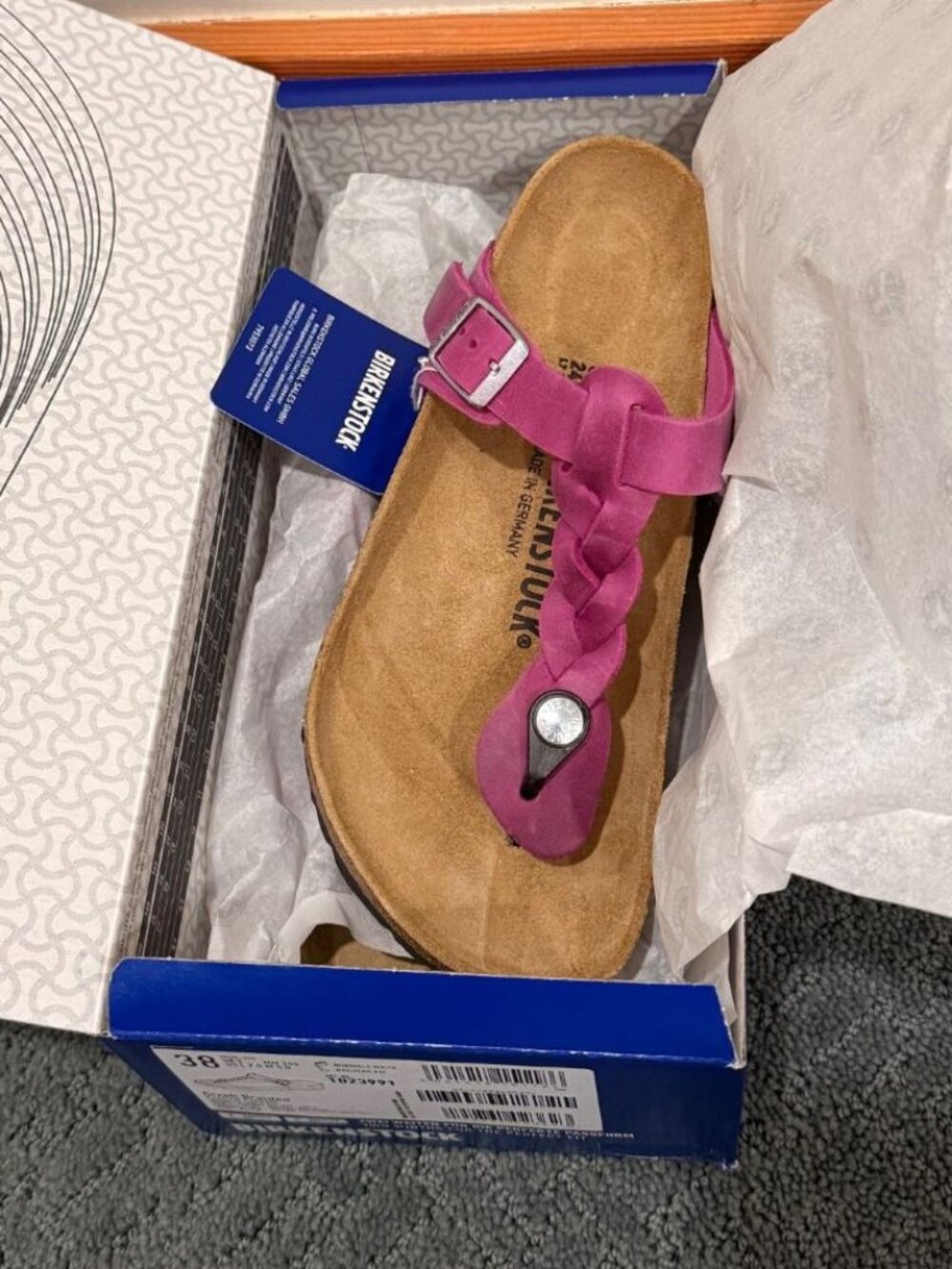 Birkenstock Gizeh Braided 38 Purple Pink Leather Flip Flop Sandals - Picture 5 of 7